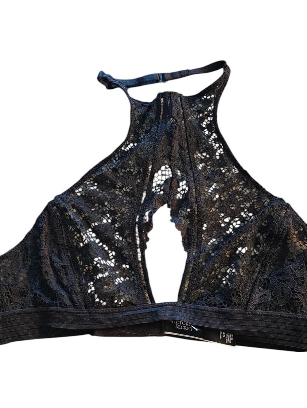 Very Sexy by Victorias Secret Sz S Black Lace Bralette Bra High Neckline